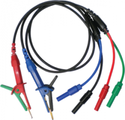 Measuring lead with (Kelvin clip) to (plug), black/red/green/blue