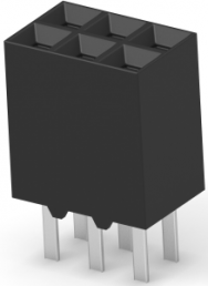 Socket header, 6 pole, pitch 2.54 mm, straight, black, 5-534206-3
