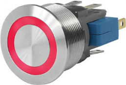 Pushbutton, 1 pole, silver, illuminated  (green), 0.1 A/30 V, mounting Ø 19 mm, 19.1 mm, IP67, 3-108-945