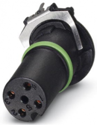 Socket, M12, 4 pole, solder connection, push-in, straight, 1457623