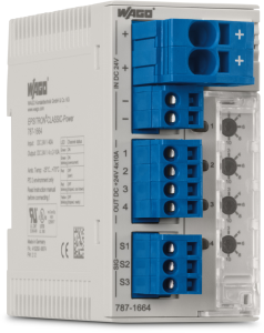 Electronic circuit breaker, 4 pole, T characteristic, 2 A, 24 V (DC), push-in, DIN rail, IP20