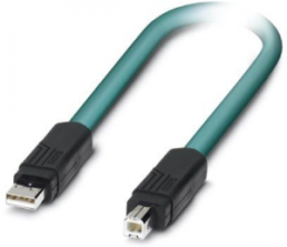 USB patch cable, USB plug type A, straight to USB plug type B, straight, 1 m, blue