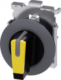 Toggle switch, illuminable, latching, waistband round, yellow, front ring gray, 2 x 45°, mounting Ø 30.5 mm, 3SU1062-2DL30-0AA0