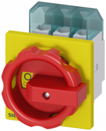 Emergency stop load-break switch, Rotary actuator, 3 pole, 25 A, 690 V, (W x H x D) 67 x 84 x 92.5 mm, front mounting, 3LD2103-0TK53
