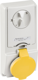 CEE surface-mounted socket, 3 pole, 16 A/100-130 V, yellow, 4 h, IP44, 82128