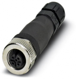Socket, M12, 5 pole, screw connection, screw locking, straight, 1559000