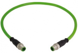 Sensor actuator cable, M12-cable plug, straight to M12-cable plug, straight, 4 pole, 0.5 m, PUR, green, 21349292477005