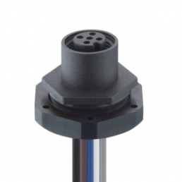 Sensor actuator cable, M12-flange socket, straight to open end, 12 pole, 0.5 m, PVC, black, 1.5 A, 1220 12 T20CW100 0,5M