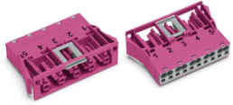 Socket, 5 pole, snap-in, spring-clamp connection, 0.5-4.0 mm², pink, 770-785