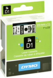 Labelling tape cartridge, 24 mm, tape white, font black, 7 m, S0720930