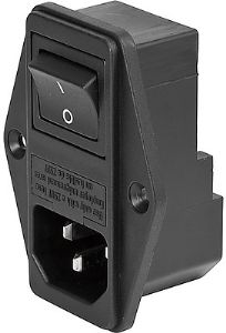 Combination element C14 or C18, 3 pole/2 pole, snap-in, plug-in connection, black, 4304.6059