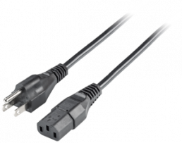 Device connection line, North America, plug type B, straight on C13 jack, straight, black, 3 m