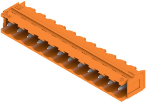 Pin header, 12 pole, pitch 5.08 mm, angled, orange, 1154880000