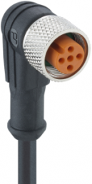 Sensor actuator cable, M12-cable socket, angled to open end, 4 pole, 2 m, PVC, black, 4 A, 1205 04 002 2M