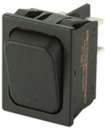 Rocker switch, black, 2 pole, On-On, Changeover switch, 16 (4) A/250 VAC, IP40, unlit, unprinted