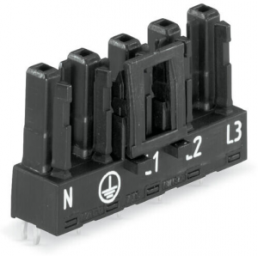 Socket, 5 pole, spring-clamp connection, black, 770-805
