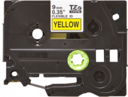 Labelling tape cartridge, 9 mm, tape yellow, font black, 8 m, TZE-FX621