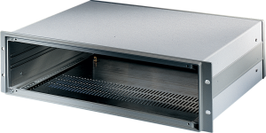 19 inch slide-in unit, 2 U, 84 HP, (W x H x D) 483 x 88 x 314.5 mm, aluminum, stone gray, 10828-172