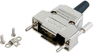 D-Sub connector housing, size: 1 (DE), straight 180°, cable Ø 5 mm, zinc die casting, silver, 165X17309XE