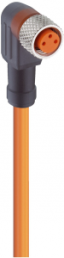 Sensor actuator cable, M8-cable socket, angled to open end, 3 pole, 5 m, PVC, orange, 4 A, 11337