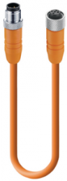 Sensor actuator cable, M12-cable plug, straight to M12-cable socket, straight, 5 pole, 2 m, PVC, orange, 4 A, 17687