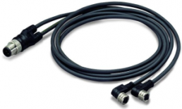 Sensor actuator cable, M8-cable socket, angled to M12-cable plug, straight, 4 pole, 1 m, PUR, black, 4 A, 756-5514/040-010