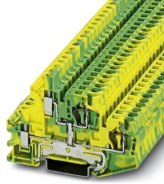 Double-level spring-cage terminal, spring balancer connection, 0.08-6.0 mm², 4 pole, 36 A, 6 kV, yellow/green, 3033171