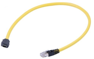 Patch cable, ix industrial type A plug, straight to RJ45 plug, straight, Cat 6A, S/FTP, PVC, 0.4 m, yellow