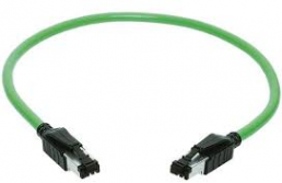 System cable, RJ45 plug, straight to RJ45 plug, straight, Cat 5, PVC, 10 m, green