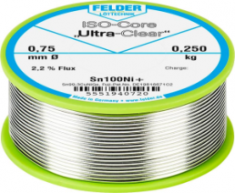 Solder wire, lead-free, Sn99.3CuNiGe, Ø 0.75 mm, 0.25 kg