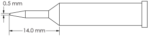 Soldering tip, conical, Ø 0.5 mm, (L) 14 mm, GT6-CN0005A