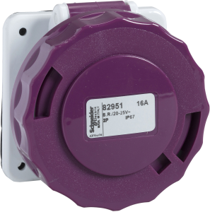 CEE surface-mounted socket, 3 pole, 32 A/20-25 V, purple, IP67, 82966