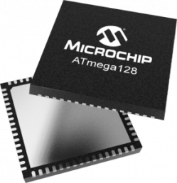 AVR microcontroller, 8 bit, 8 MHz, VFQFN-64, ATMEGA128L-8MU