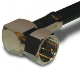 F plug 75 Ω, RG-59, RG-62, Belden 8221, Belden 9228, solder connection, angled, 222153