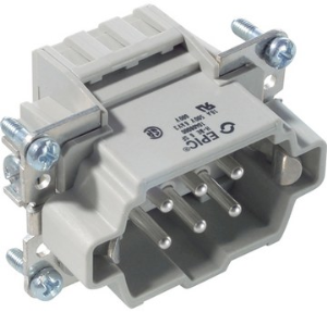 Pin contact insert, H-B 6, 6 pole, spring-clamp connection, with PE contact, 10400000