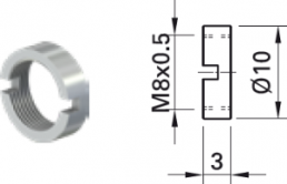 Round nut, M8x0.5, H 3 mm, outer Ø 10 mm, nickel, 23.5110