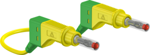 Measuring lead with (4 mm plug, spring-loaded, straight) to (4 mm plug, spring-loaded, straight), 1.5 m, green/yellow, silicone, 2.5 mm², CAT II
