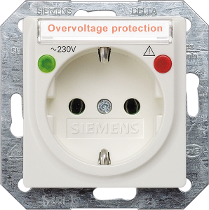 German schuko-style socket outlet with label field, white, 16 A/250 V, Germany, IP20, 5UB1564