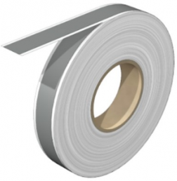 Polyester Label, (L x W) 30 m x 12 mm, silver, Roll with 1 pcs