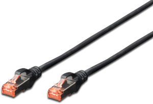 Patch cable, RJ45 plug, straight to RJ45 plug, straight, Cat 6, S/FTP, LSZH, 0.5 m, black