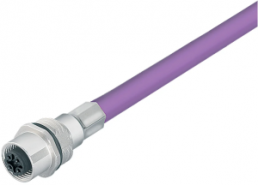Sensor actuator cable, M12-flange socket, straight to open end, 2 pole, 0.5 m, PUR, purple, 4 A, 70 4434 246 04