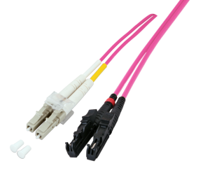 FO patch cable, E2000 to LC duplex, 1 m, OM4, multimode 50/125 µm