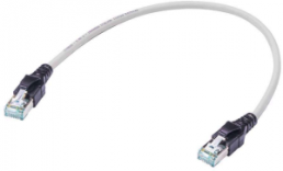Patch cable, RJ45 plug, straight to RJ45 plug, straight, Cat 6A, PUR, 0.5 m, gray