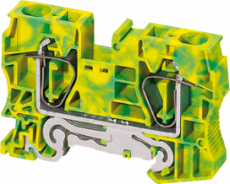 Ground terminal, 2 pole, 0.2-16 mm², clamping points: 2, green/yellow, spring balancer connection