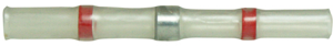 Butt connector with heat shrink insulation, 0.8-2.0 mm², AWG 18 to 14, transparent red, 42 mm