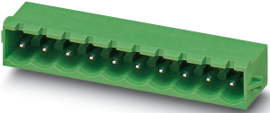 Pin header, 9 pole, pitch 5.08 mm, angled, green, 1926086