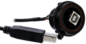 USB 2.0 Cable for front panel mounting, USB plug type B to USB plug type B, 0.5 m, black