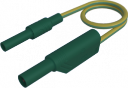 Measuring lead with (4 mm plug, straight) to (4 mm socket, straight), 250 mm, yellow/green, PVC, 2.5 mm², CAT II