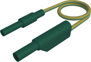 Measuring lead with (4 mm plug, straight) to (4 mm socket, straight), 1 m, yellow/green, PVC, 2.5 mm², CAT II