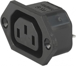 Built-in appliance socket F, 3 pole, snap-in, plug-in connection, black, 6600.4325.15